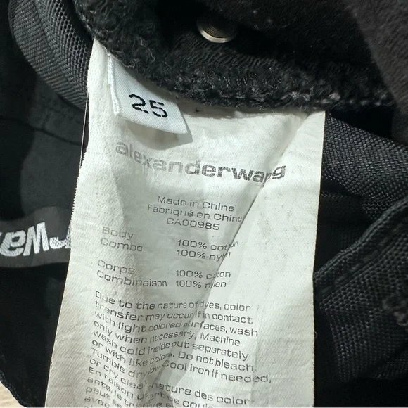 ALEXANDER WANG pack mix hybrid high waisted cargo jeans black size 25 - Picture 12 of 12